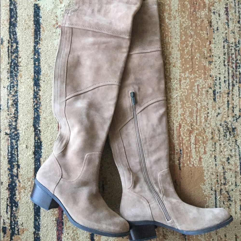 Vince Camuto Tan Suede Over the Knee Boots